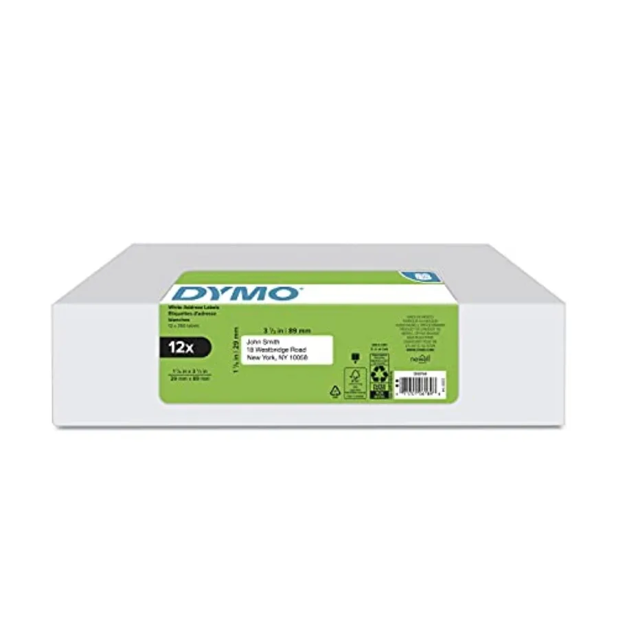 

Authentic LW Mailing Address Labels for LabelWriter Label Printers White 1-1/8" x 3-1/2" 12 Rolls of 350 4200 Total