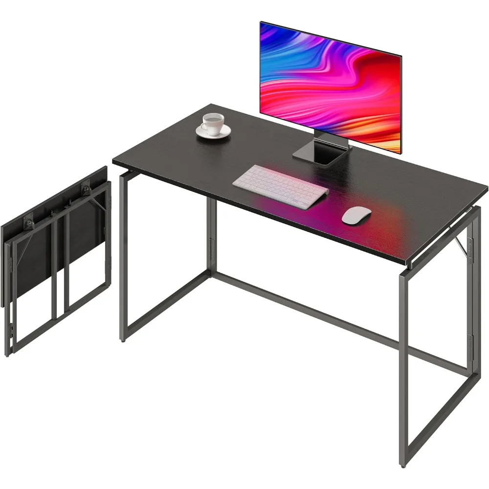 

Folding Desk - 31.5" Wood Top Foldable Desk for Small Spaces | No Assembly Required Compact Table for Home Office, Writing,