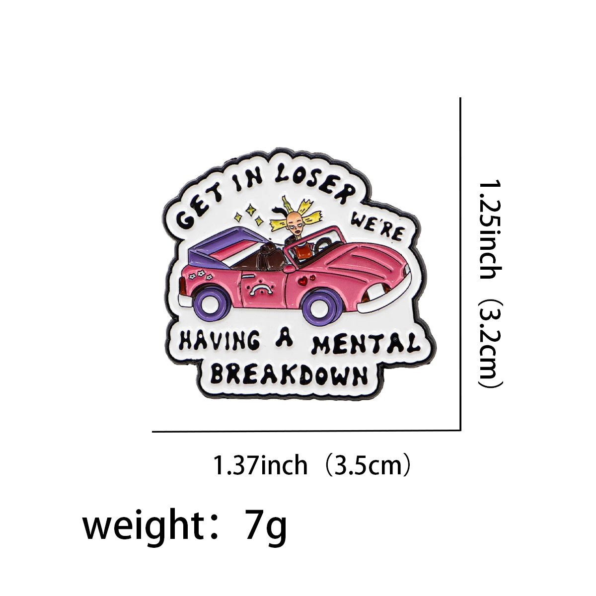Cartoon Pink Car Enamel Pin Cool Badges on Backpack Brooches For Women Hat Collar Lapel Pins Cosplay Accessories Gifts