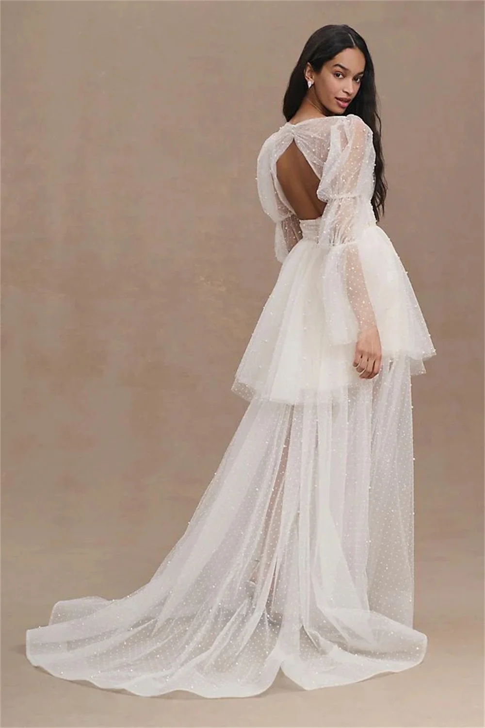 Kobe White V-Neck Mini Backless Party Dresses Beading Tulle Evening Dresses Detachable Train  Customized Prom Dresses 2025