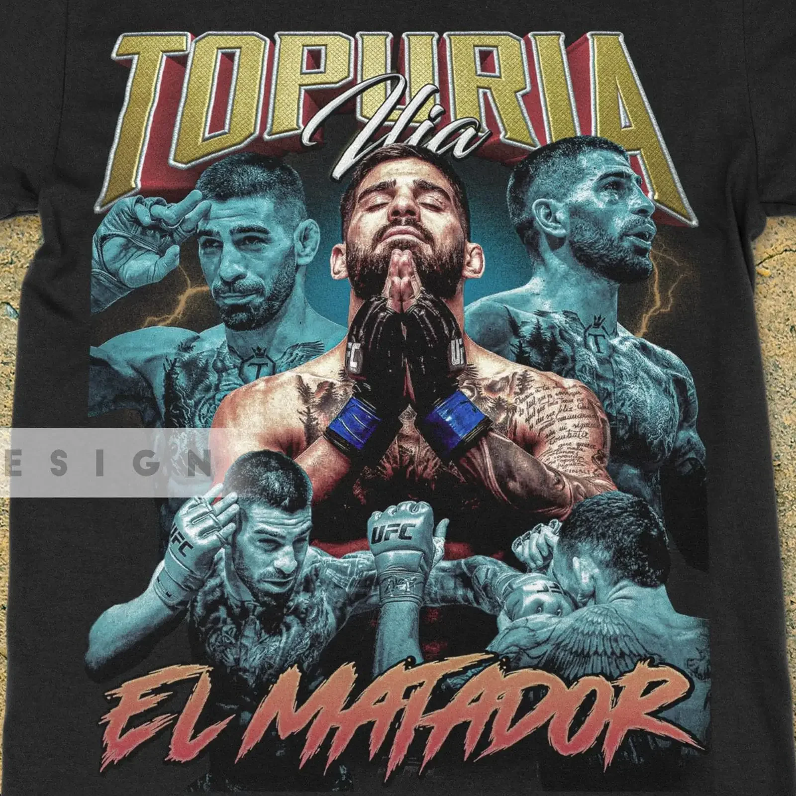 Ilia Topuria Retro T Shirt El Matador Fighter Design AU36 vintage Washed Stylish Stretched Top For Everyday Wear Casual