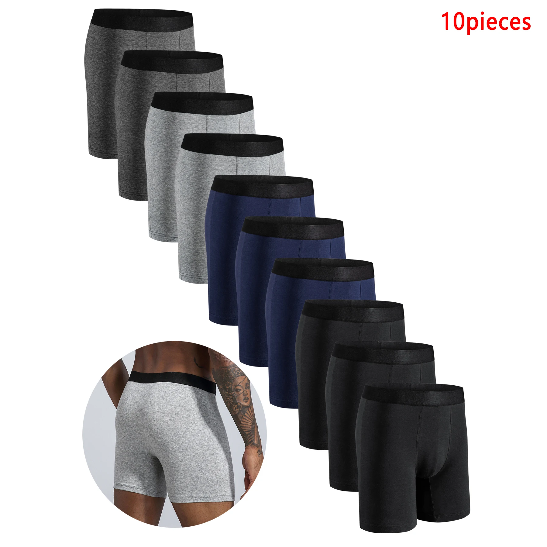 10pcs Mid-Long Boxer Shorts Men Underwear Cotton Male Underpants for Men Sexy Homme Boxershorts Box Panties Slip Calvin Hot