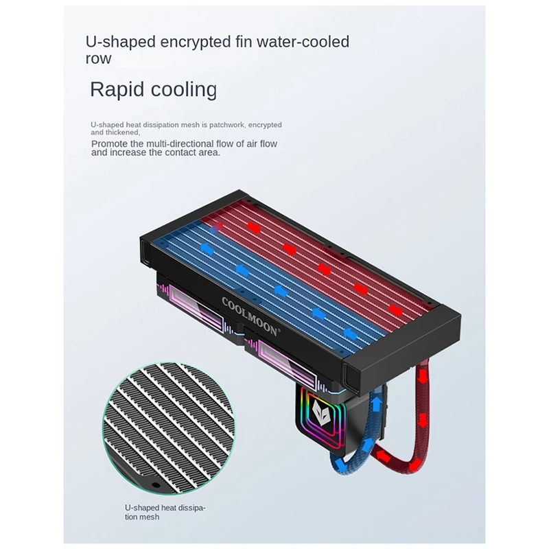 Coolmoon 240 radiador refrigerado a água tudo-em-um para computador desktop pwm temperatura controlada argb ventilador de refrigeração cpu radiador