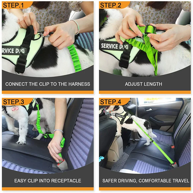 1pc Seat Belt, Adjustable Dog Safety Belt Leash Latch Bar Attachment Dog Car Seatbelt with Elastic Nylon Bungee Buffer