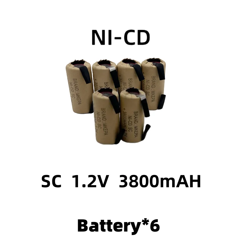 1-12pcs Screwdriver Electric Drill SC Batteries 1.2V 3800mah Sub C Ni-Cd Rechargeable Battey With Tab Power Tool NiCd SUBC Cells