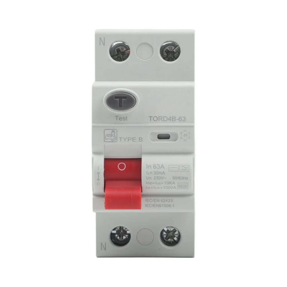 2P Type B for Circuit Breaker for rcd DC 63A 30mA with 6KA Breaking Capacity for Electric Vehicle Charging Station Use