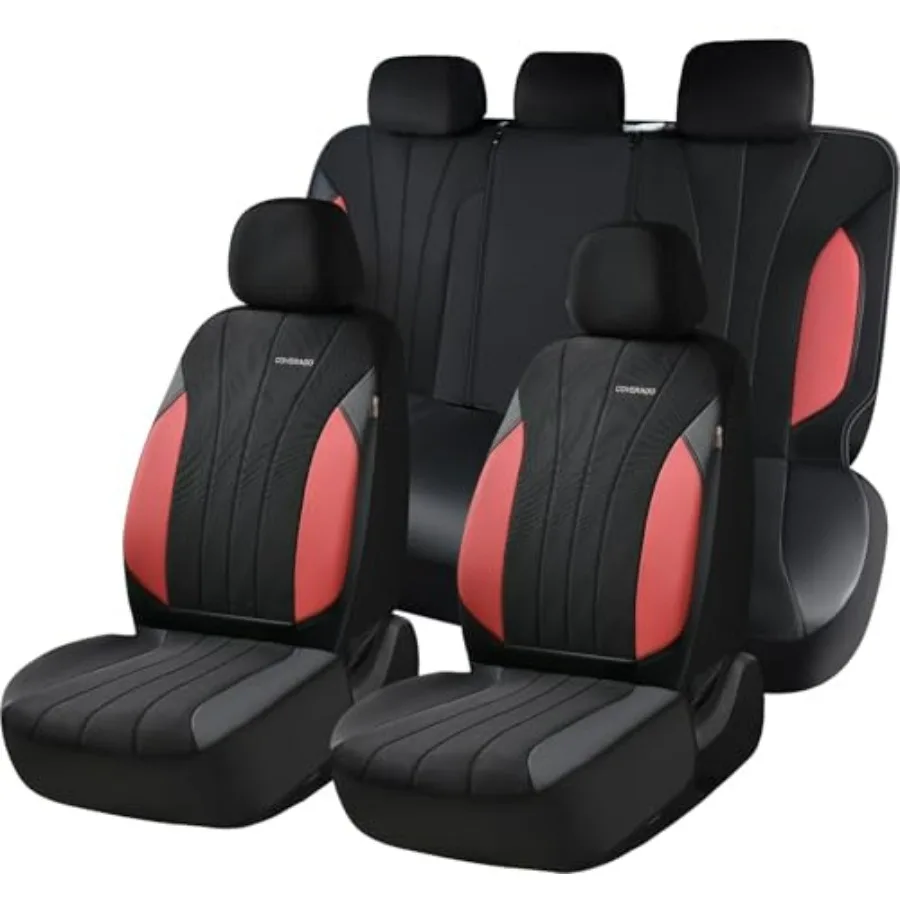 

Car Seat Covers Full Set Waterproof Automotive Seat Protectors 5 Seats Red Driver Protectors Universal Fit for SUVs Trucks Seda