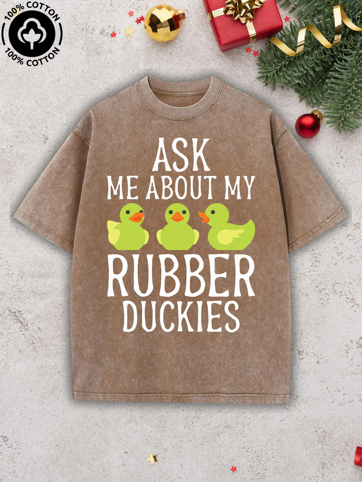 اسألني عن تي شيرت برسومات Dukies المطاطية للرجال، تي شيرت جمل عتيق من القطن الخالص، تي شيرت ريترو ستريت دروب شولدر