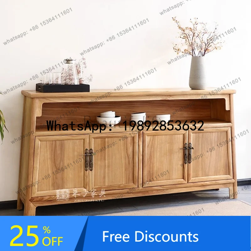 

HH New Chinese-style entrance cabinet Solid wood living room locker Elm dining side cabinet Liangge Zen