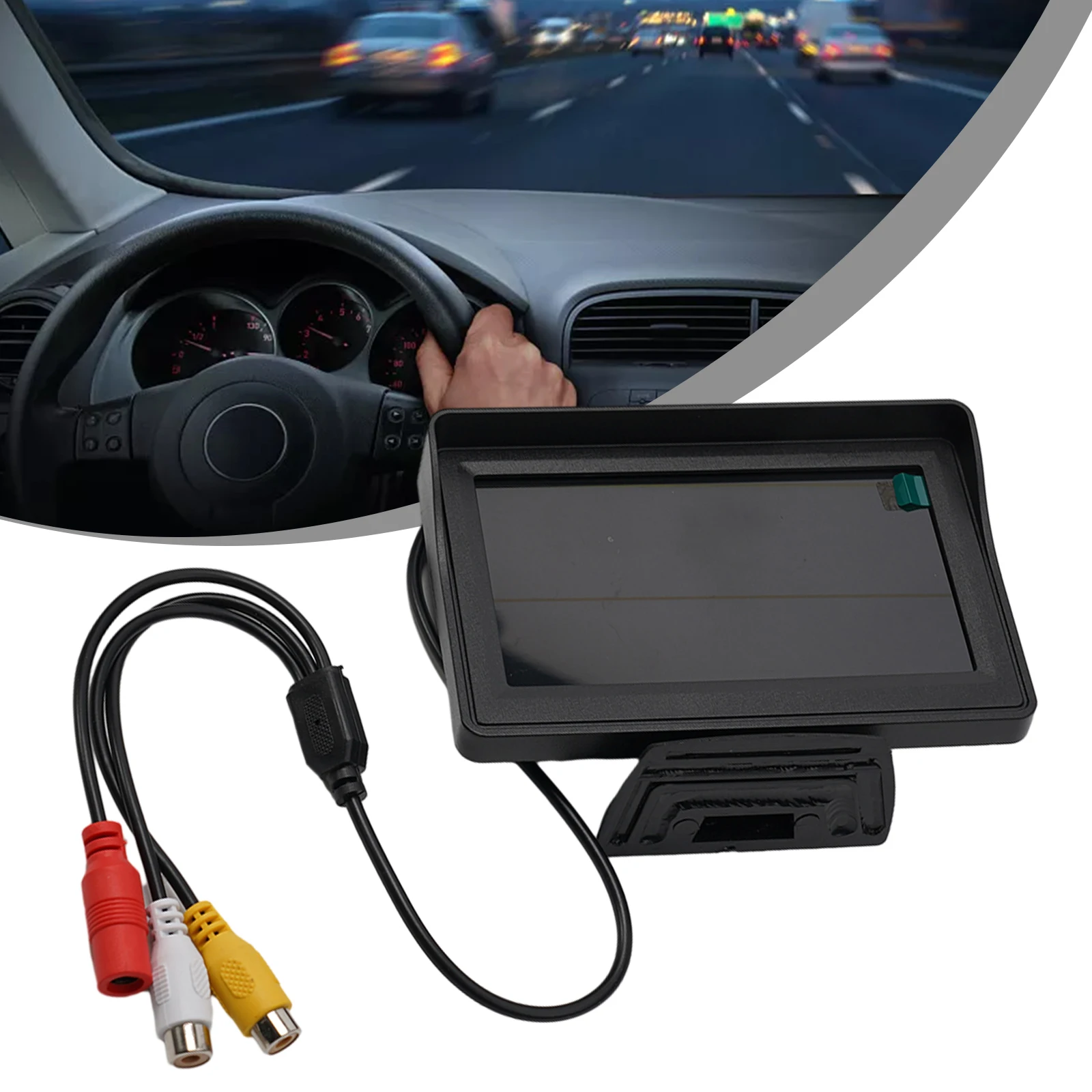 

4.3 Inch TFT LCD Car Monitor Car Reversing Screen For Rear View Kit DC 9V-36V Signal Input Automatically Power On 1x Power Cord