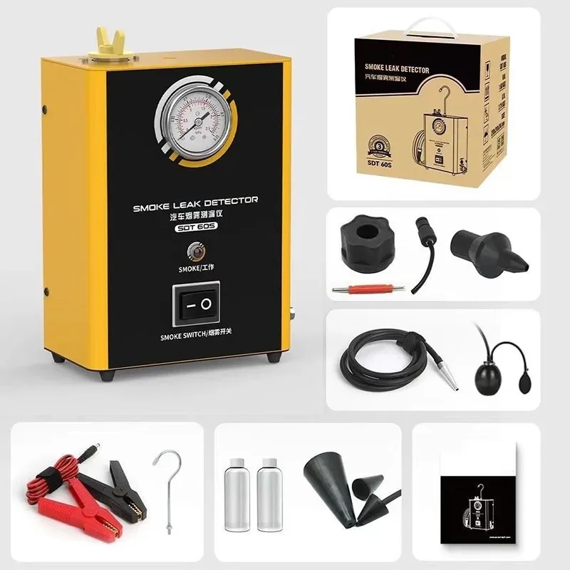 Car Smoke Leak Detection Intake Engine Detector Exhaust Pipe with Pressure Gauge Leak Detector Auto Repair Fault Detection