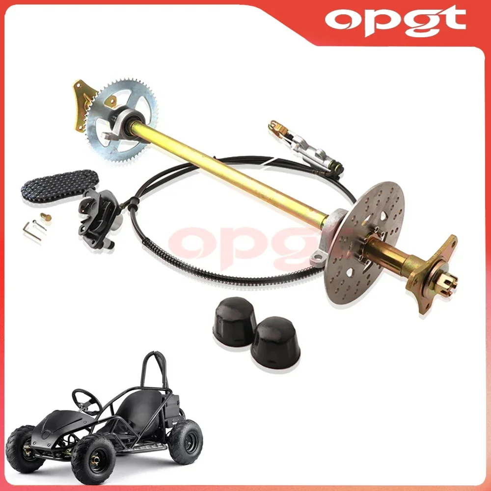 OPGT 740mm Rear Live Axle Complete Kit With Brake Assembly T8F Sprocket For DIY 50cc 70cc 90cc Go Kart Quad Trike Golf Carts