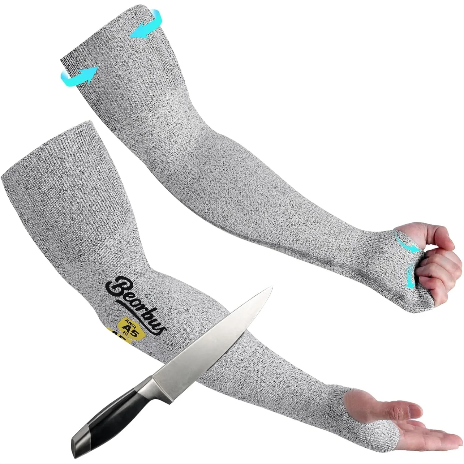 

Cut Resistant Arm Sleeves with Thumb Hole for Men Women, UV Protection for Thin Skin and Bruising