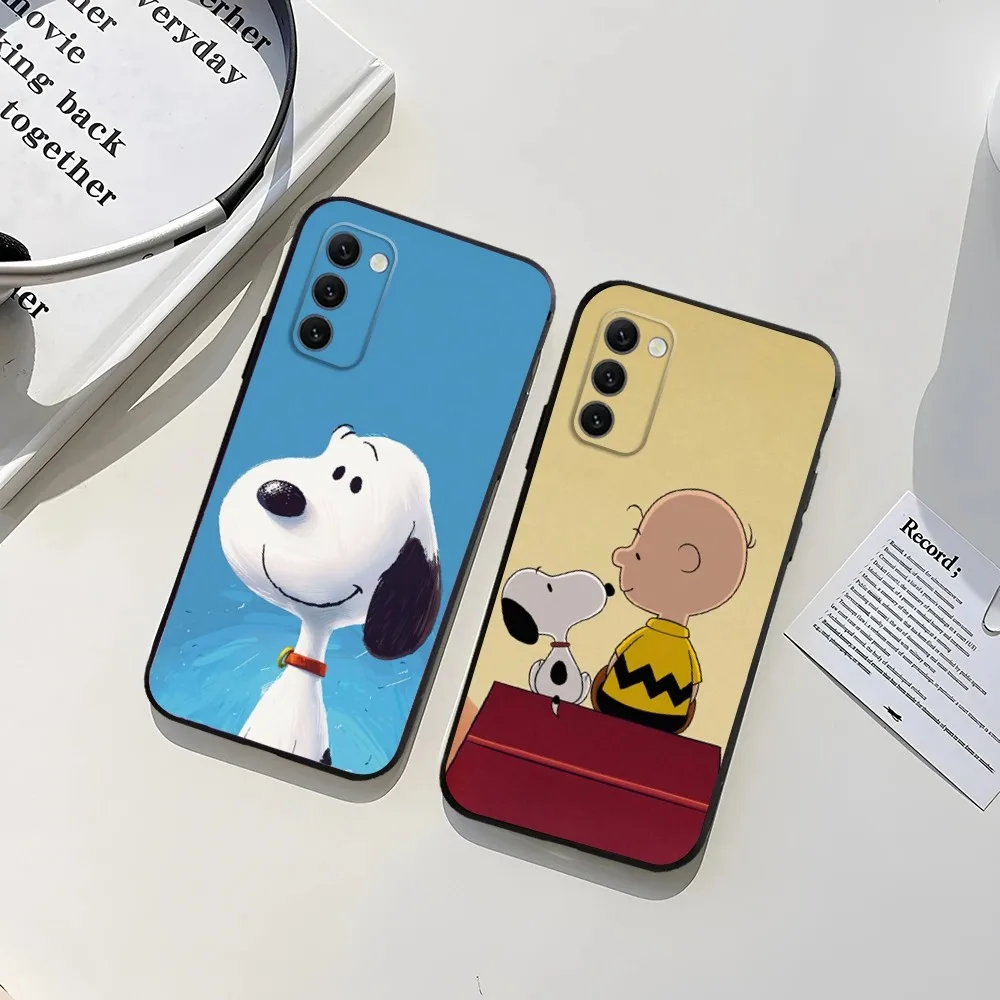 dog S-Snoopy-Cut Phone Case For Samsung Galaxy A13,A21s,A22,A31,A32,A52,A53,A71,A80,A91 Soft Black Shell