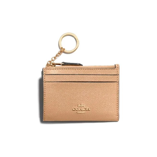 COACH Skinny Id Case Cow Leather, Leather Wallet, Card Holder Women's Apricot 88250-IMTAU