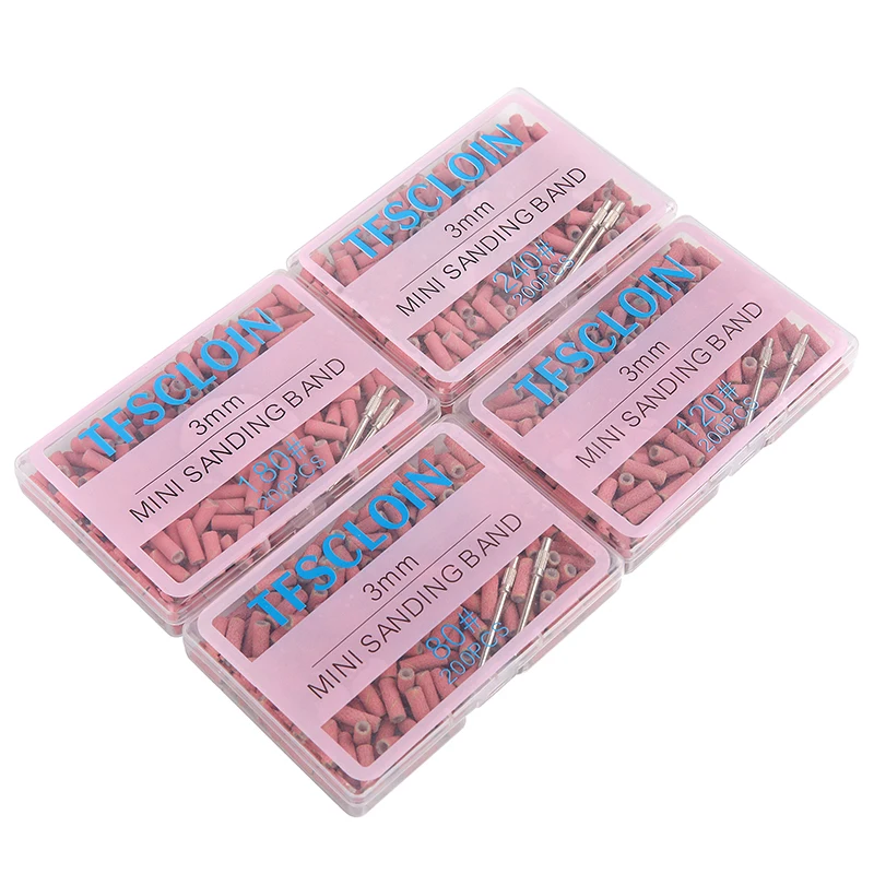 200 Stück 3 mm Nagelschleifbänder mit Dorn-Set – Körnungen 80/120/180/240, Zubehör für elektrische Maniküre-Maschinen zum Entfernen abgestorbener Haut – Detail 9