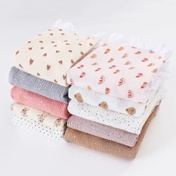 Summer Cotton Gauze Baby Swaddle Blanket New Designs Ruffle Lace Edge Baby Blanket Newborn Cocoon Wrap Bath Towel Stroller Cover