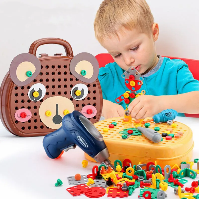 I bambini fingono di giocare a vite elettrica simulazione manutenzione cassetta degli attrezzi giocattoli fai da te set giochi educativi per neonati cassetta degli attrezzi regali giocattolo