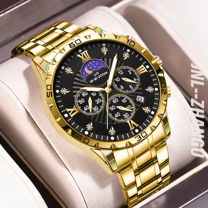 43mm Stainless Steel Quartz Watch Is a Simple and Fashionable Men's Waterproof Luminous Calendar Trend Watch