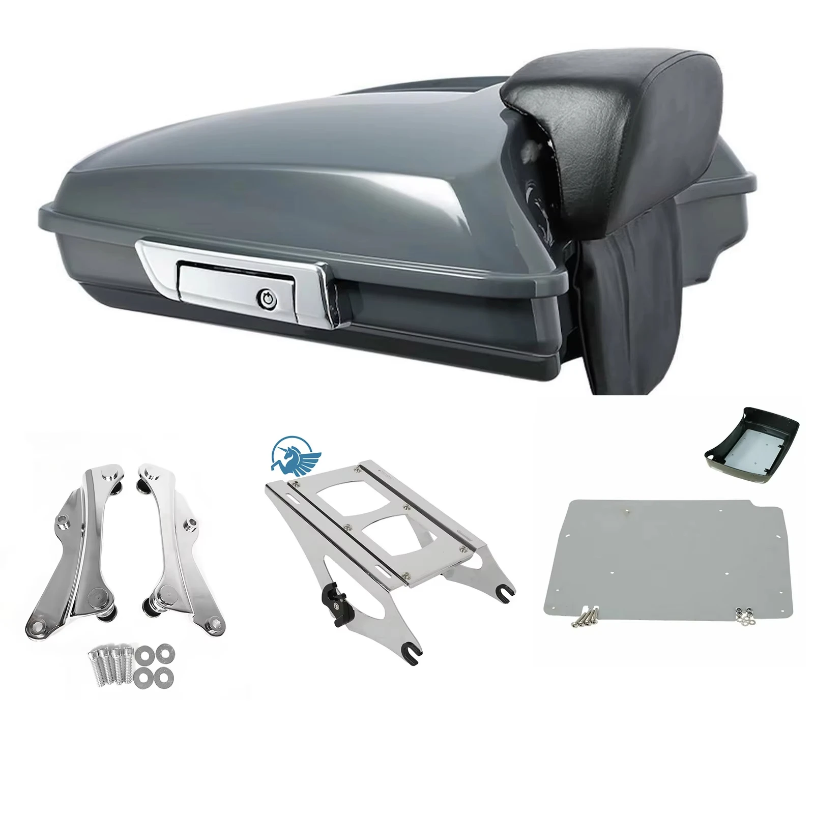 

Для Harley 09up Road King Street Glide Electra CVO Мотоцикл Серый Touring Razor Tour Pak Pack Хвостовой ящик Багажник Док-станция Комплект