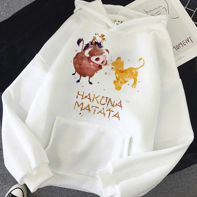 Disney Hakuna Matata ตลก Simba Anime Hoodie ผู้หญิง Lion King Kawaii เสื้อกันหนาวกราฟิก Harajuku ผู้หญิง Hoodie