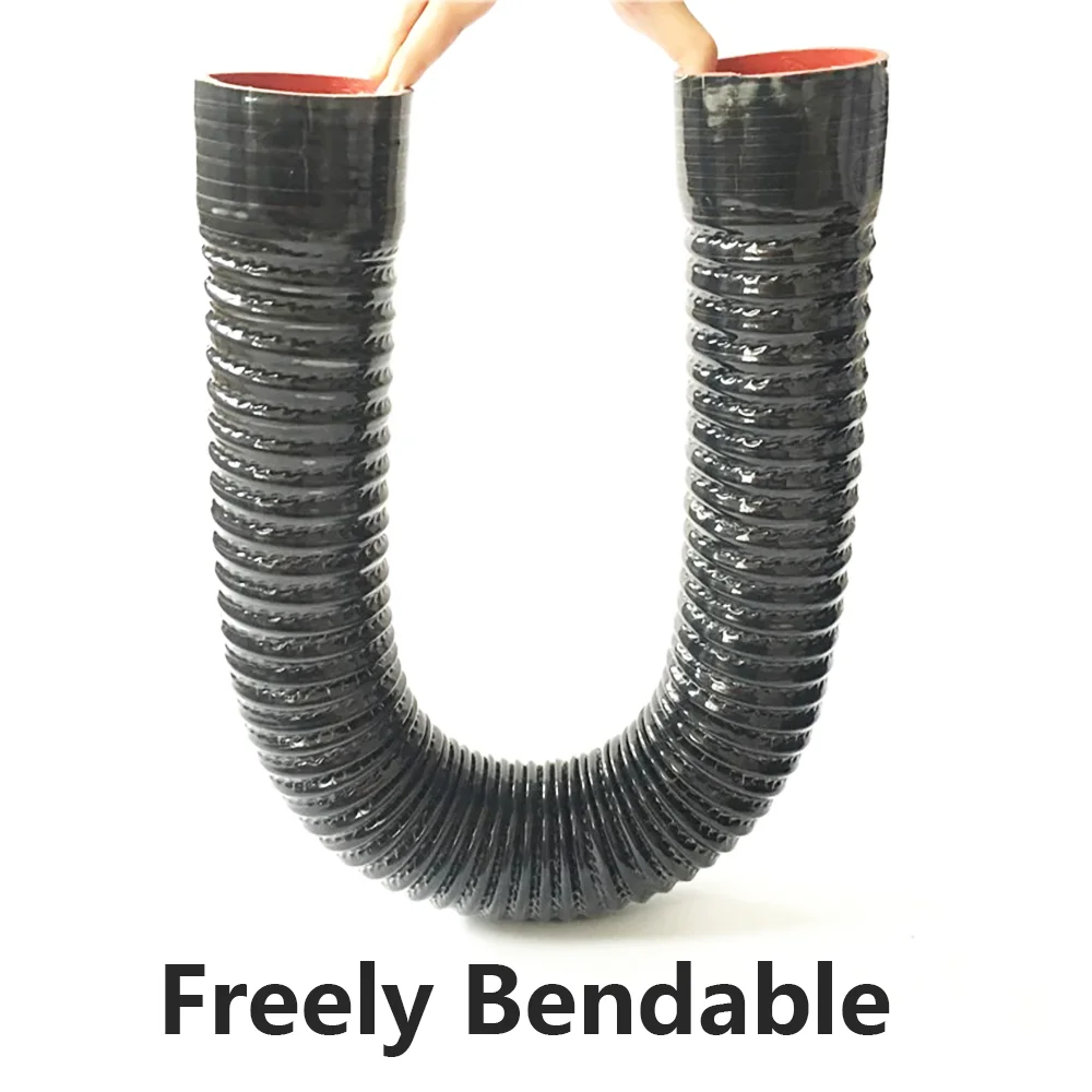Steel Wire Silicone Hose ID16-110mm Length 300-1000mm Black Silicone Connecting Tube Silicone Hose Radiator Air Inlet