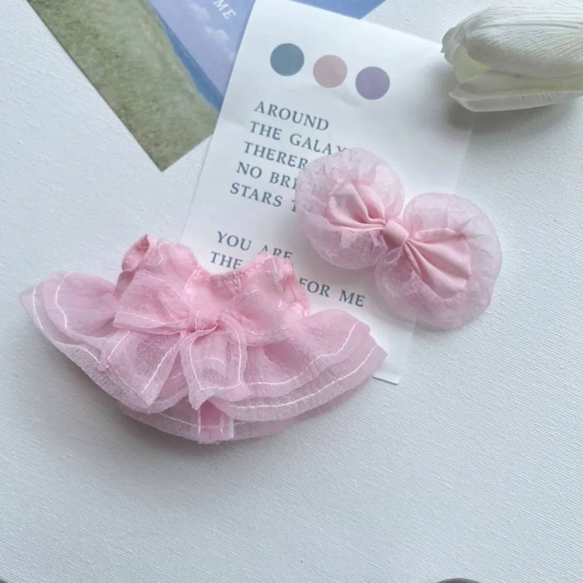 

Labubu Doll Pink Yarn Skirt Set Cute Mini Labubu Set Accessories DIY Girl Gift