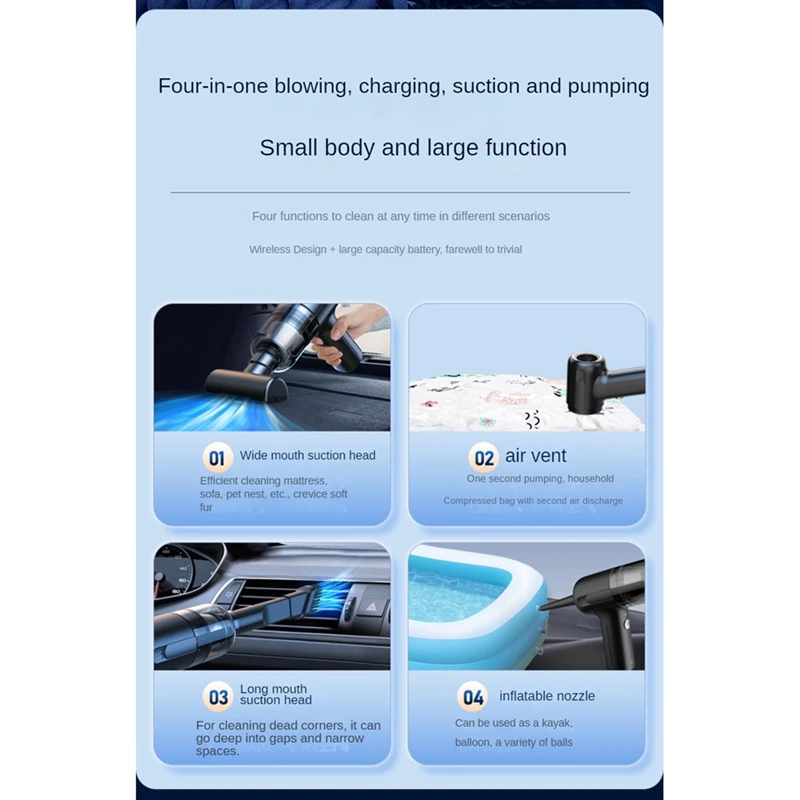 

Z1K-cCar Vacuum Cleaner High Power Handheld Mini Vacuum Cordless10000PA Rechargeable Portable Vacuum