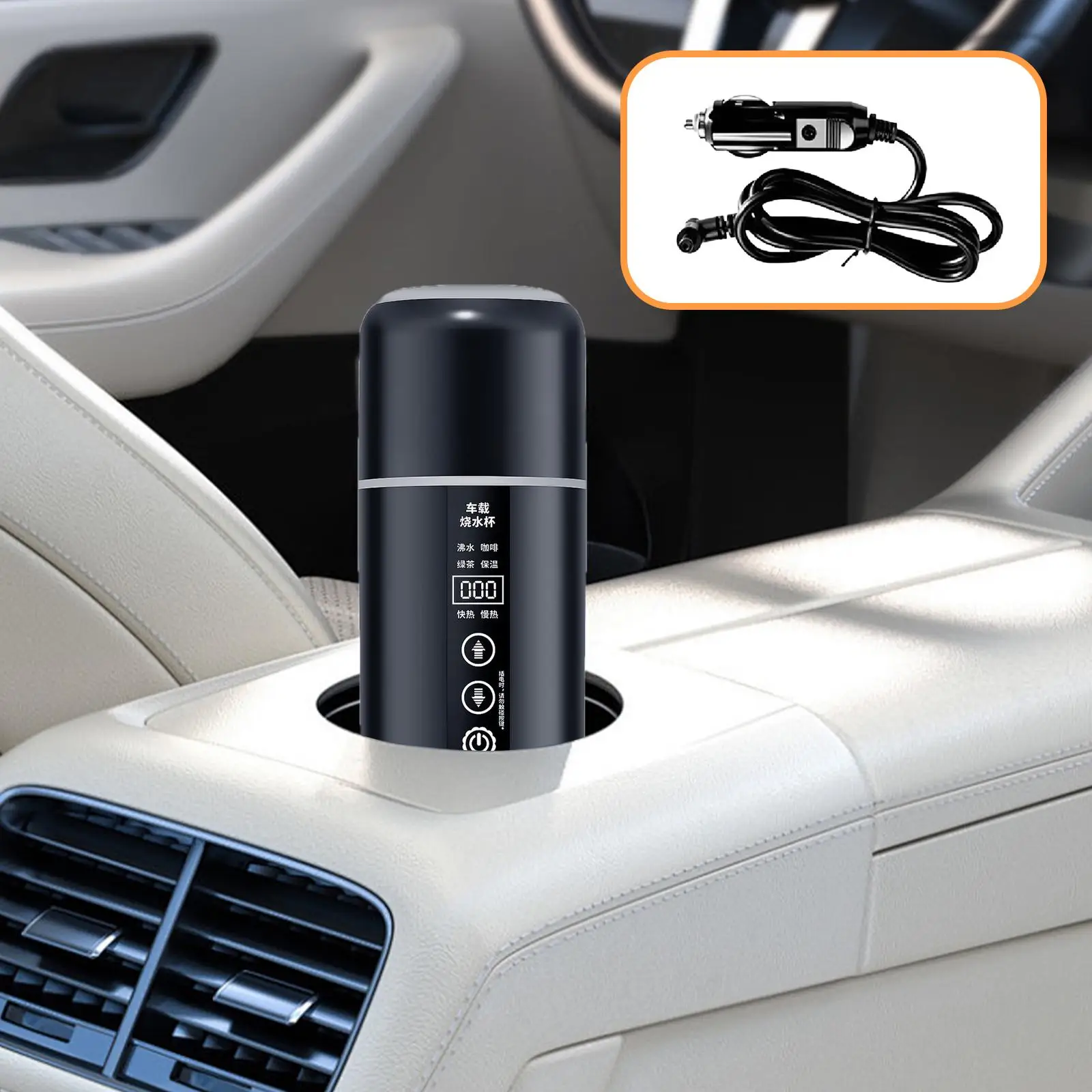 12V 24V Car Heated Mug Temperature Control Stainless Steel Electric Kettle for Road Trip Travel Use
