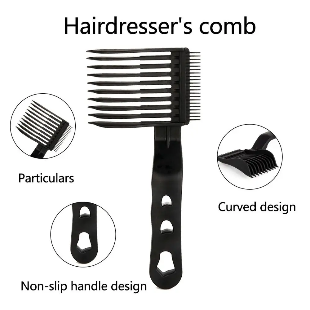 Ferramenta de estilo masculino barbeiro fade pentes ergonômico plástico corte de cabelo pente barbeiro suprimentos gradiente design curvo posicionamento pente