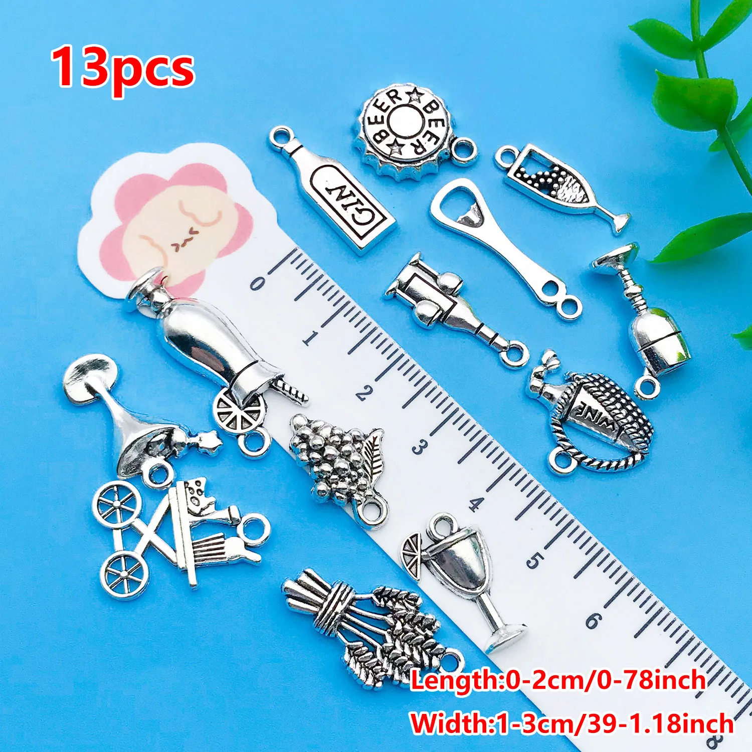 13/26pcs Ancient Silver Alloy Red Wine Glass Series Mixed Pendant Set For DIY Keychain Necklace Charms Jewelry Making Accessorie view 4
