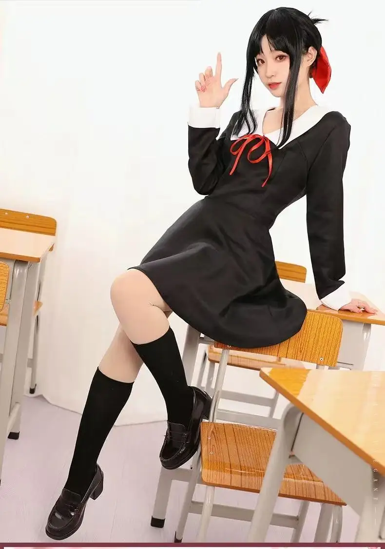Disfraz de Cosplay de Anime Kaguya-Sama Love Is War, Uniforme de Shinomiya Kaguya Fujiwara Chika, Vestido Kawaii para Mujeres y Niñas, Traje de Halloween