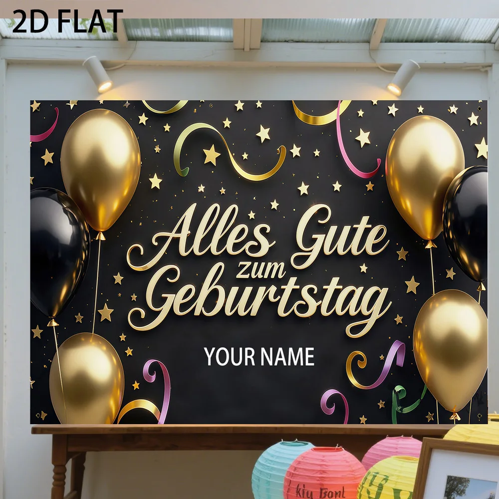 

2D Alles Gute zum Geburtstag Banner 110*180 Cm Polyester, Custom Your Exclusive Birthday Name Birthday Backdrop