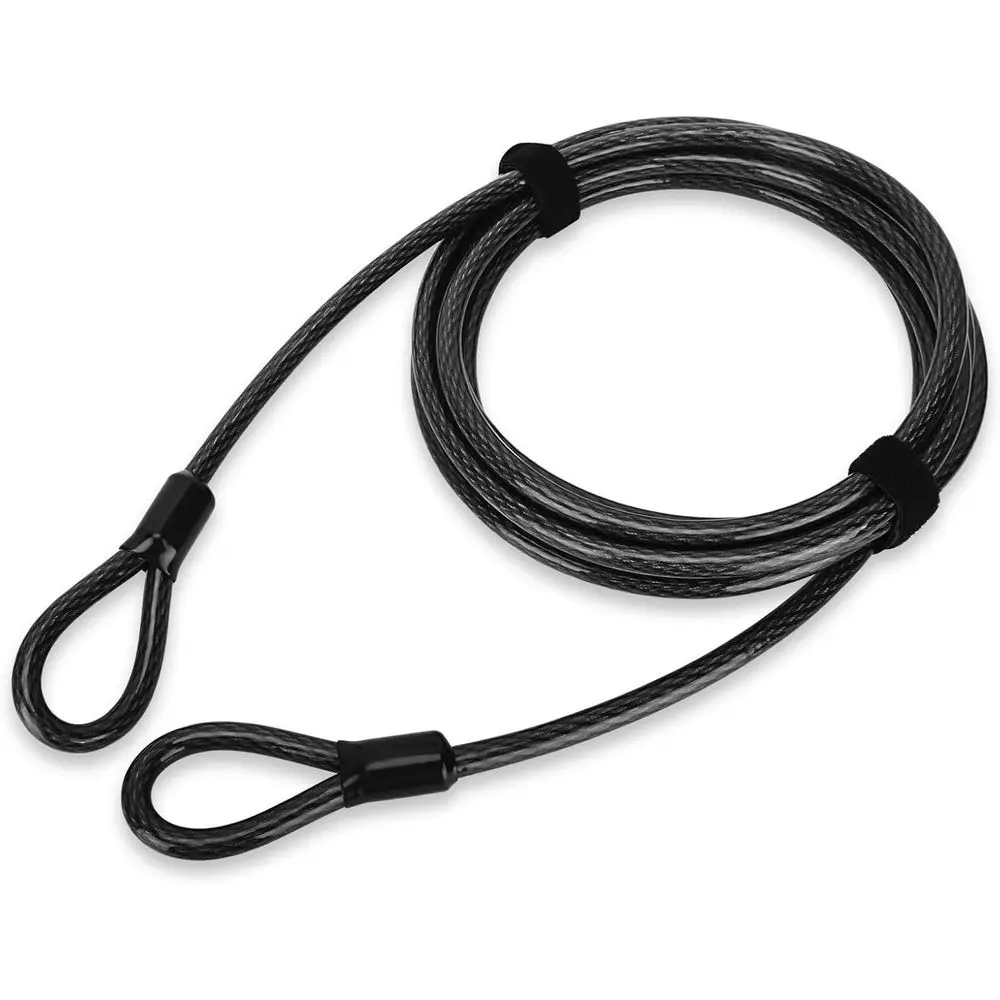 

Канат безопасности усиленный, 40 футов x 3/8 дюйма | Гибкая стальная проволока в виниловой оплетке с петлевыми концами | Противоугонный тросовый замок для велосипеда