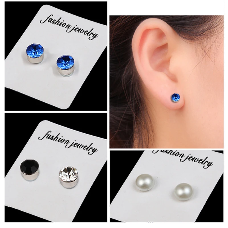 1 Pair Crystal Strong Magnetic Ear Stud For Women Zircon Clip Earrings Men Punk No Hole Magnet Earrings Non Piercing Jewelry view 6