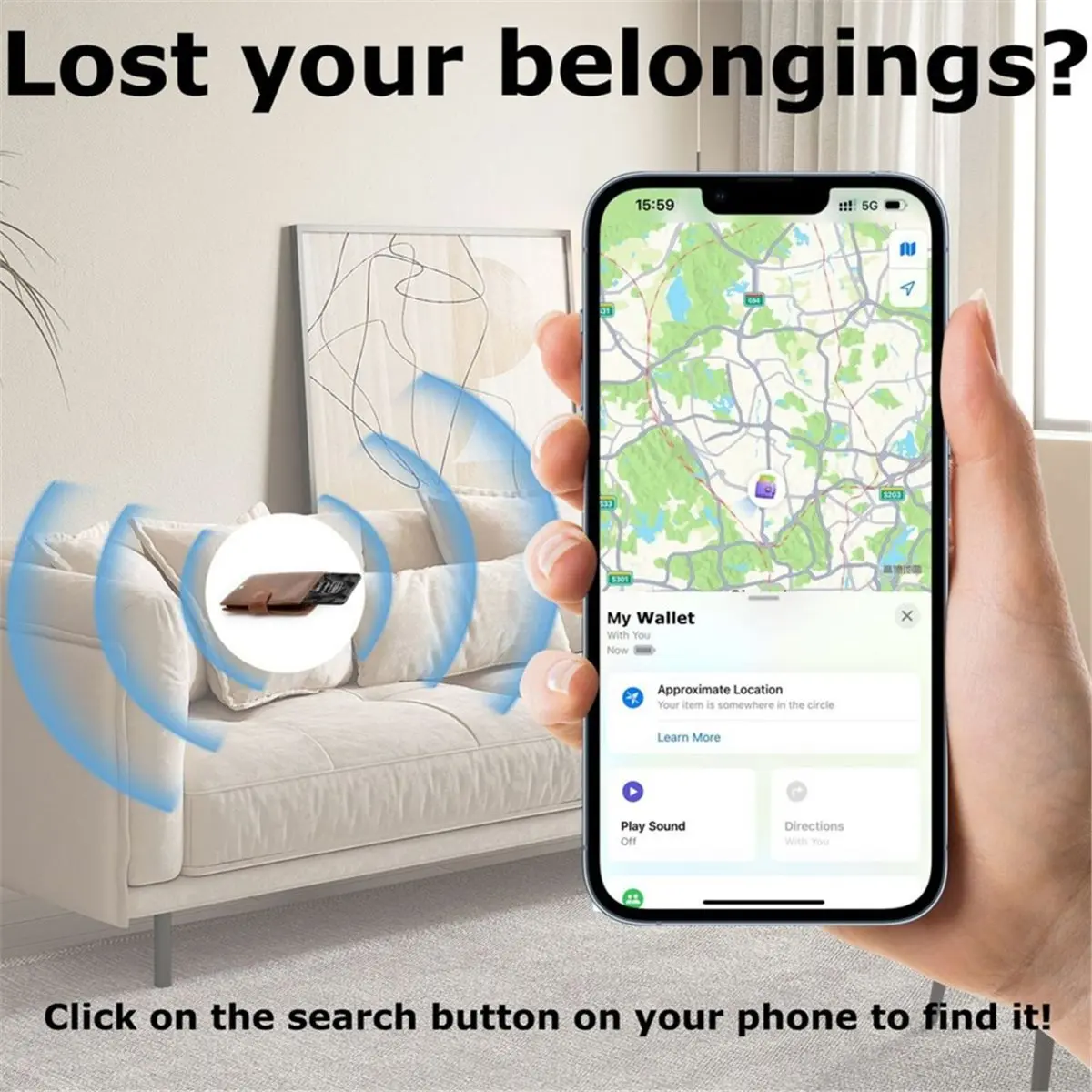 HOUSEHOLD*GOOD For Smart Card Tracker for for Dual System for Bluetooth GPS Locator Anti-Lost Device for Pets Wallet Keys