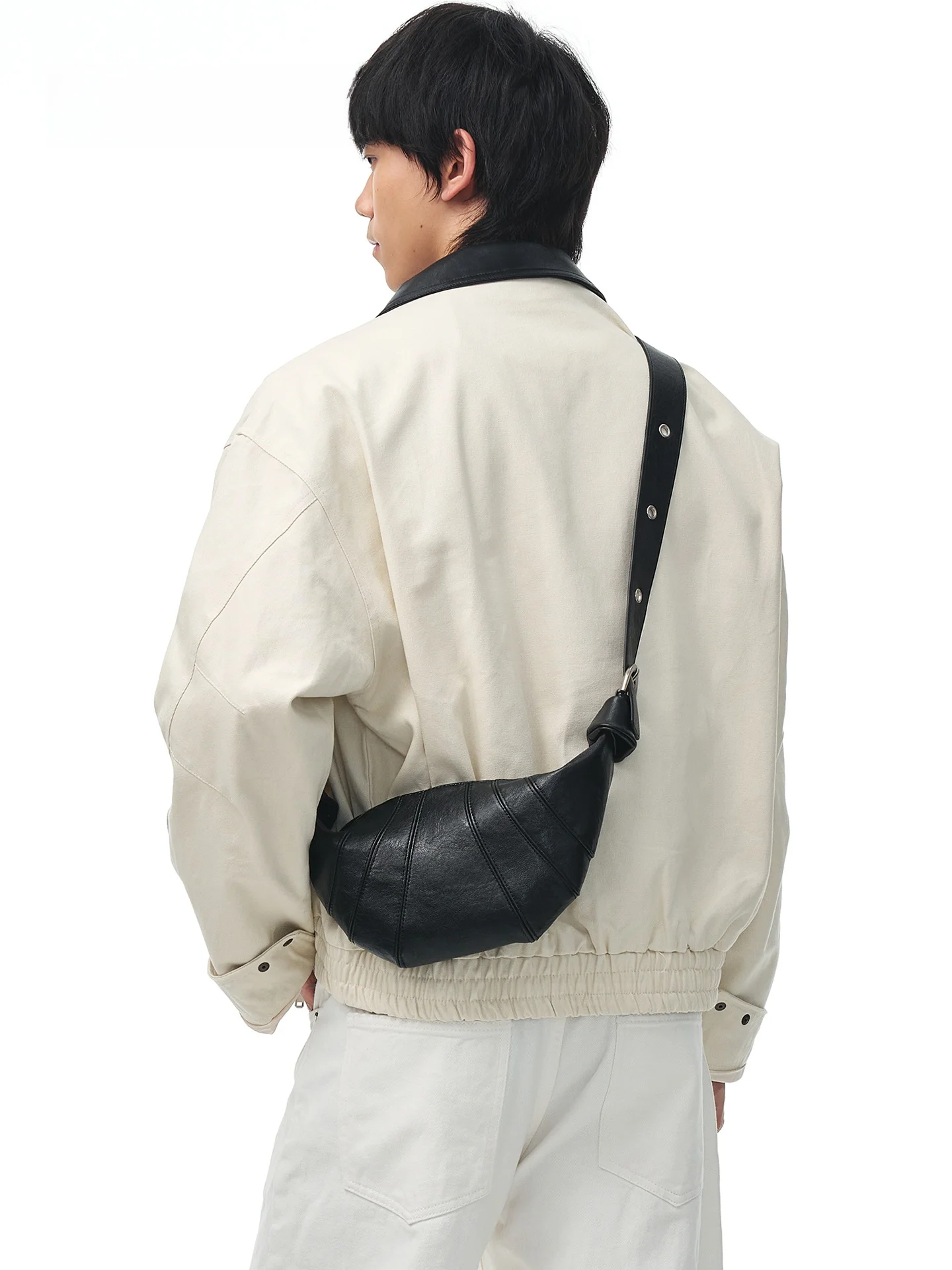 

Nesbit Fashion Men's Crossbody Bag Small Leather Horn Shape Single Shoulder Bag Stylish Casual Unisex Bag for Young Adults