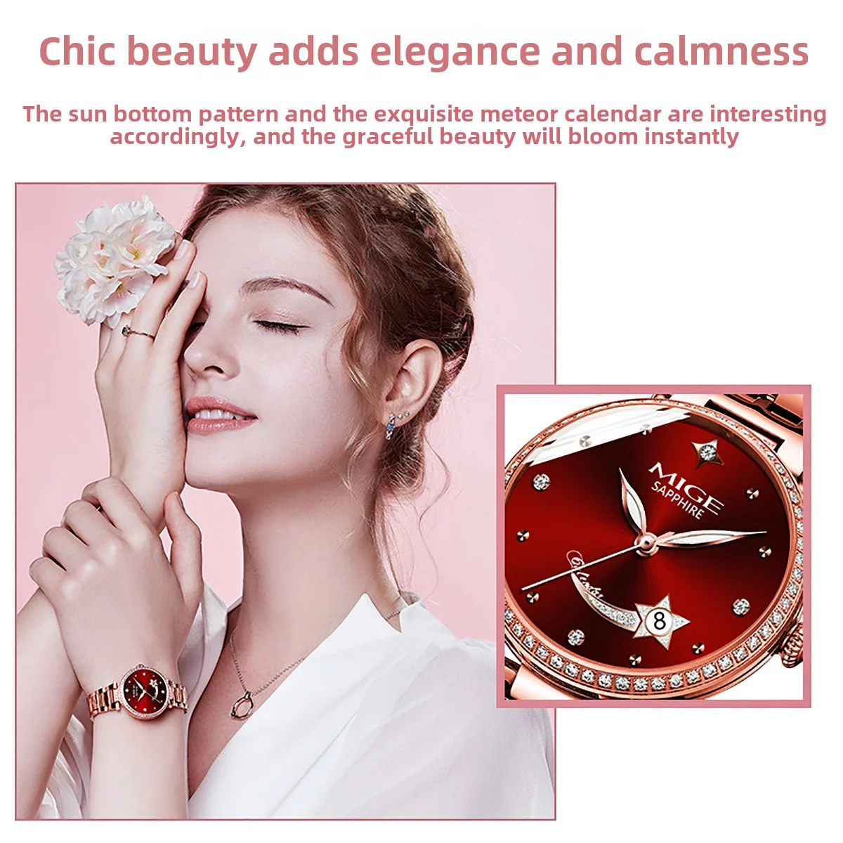 MIGE Fashion Stainless Steel  Women Watches Luxury Brand Casual Diamond Ladies Quartz Wristwatches Gifts waterproof Watch