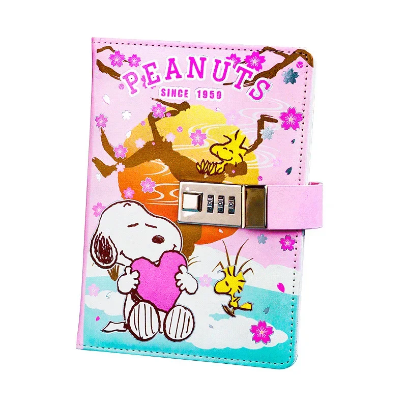 PEANUTS Anime Snoopy Hand Ledger Hard Surface Buckle European Style Retro Christmas Diary Notebook Student Stationery Kid Gifts