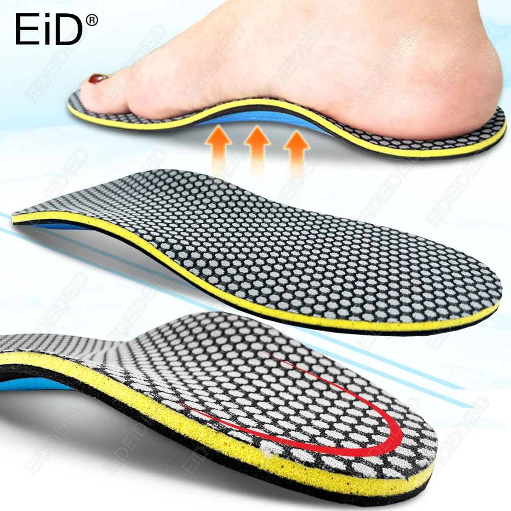 1/2 Pairs EVA Orthopedic Insoles 3D Arch Support Flatfoot Correction Breathable Shock-Absorbing Non-Slip Foot Care pads Unisex