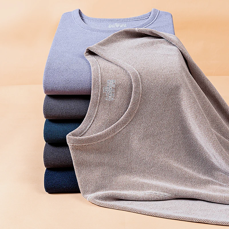 أطقم ملابس داخلية حرارية للرجال منقوشة بالورود تحافظ على الدفء مبطنة بالصوف ورقبة دائرية وأكمام طويلة بيجامات حرارية لخريف وشتاء