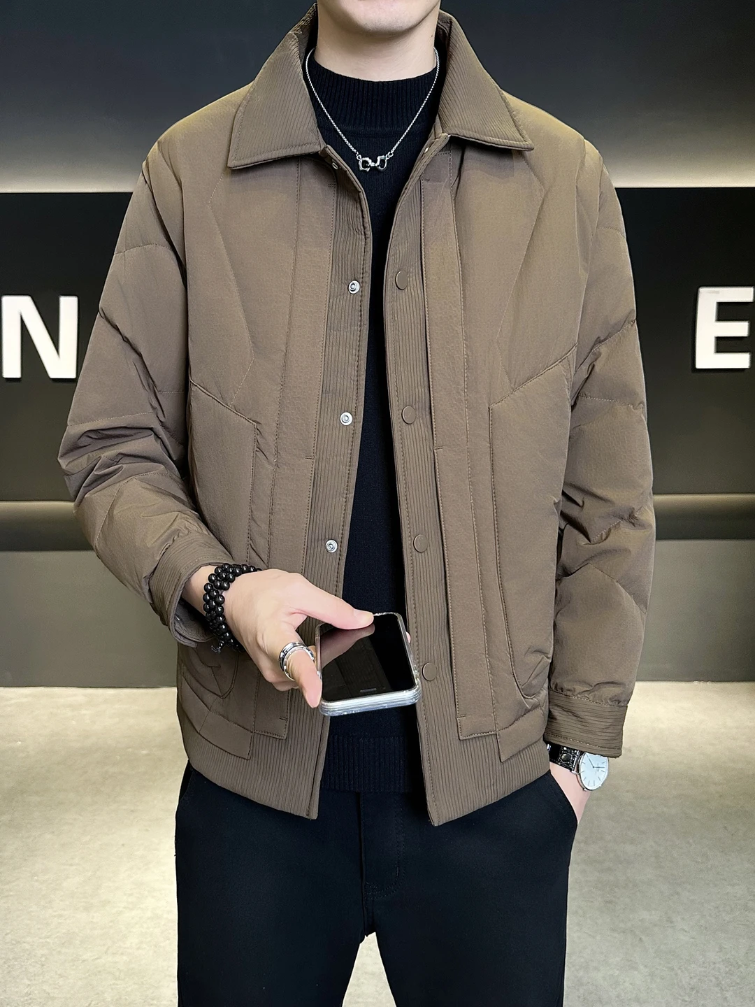 

Элитная классическая повседневная куртка-пуховик с воротником для мужчин, зимняя теплая белая пуховая куртка для активного отдыха, приталенный крой