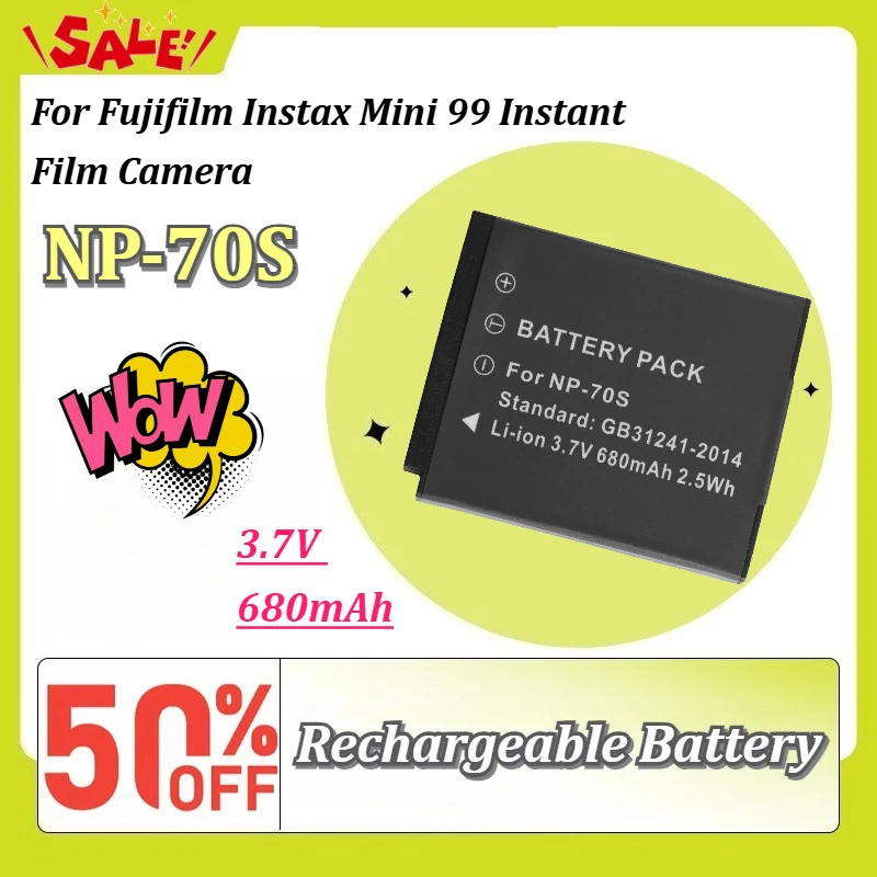 For Fujifilm Instax Mini 99 Instant Film Camera NP-70S NP70S 3.7V 680mAh 2.5Wh Rechargeable Li-ion Battery Replacement