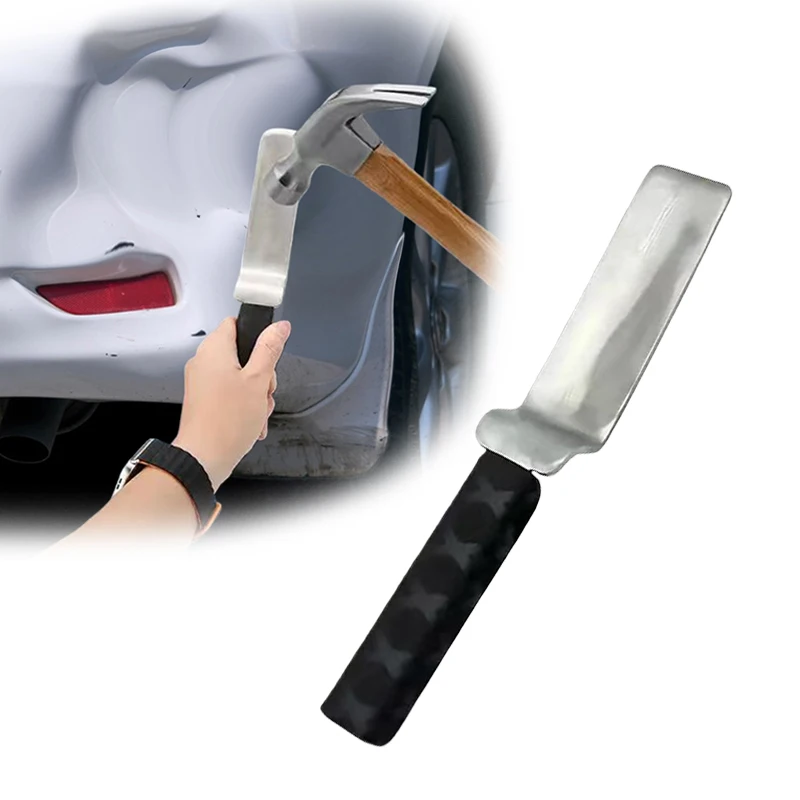 Car Dent Repair Tool Paintless Dent Repairing Knock Pad Stainless Steel Backing Plate Rubber Handle Body Dent Removal Tool