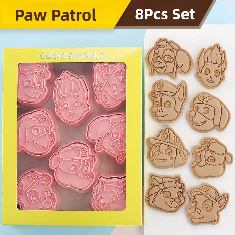 8Pcs/Set Paw Patrol Cookie Cutter Chase Marshall Cartoon Mold for Baking Biscuits Cute Skye Rubble Rocky Cake Tool Accessories