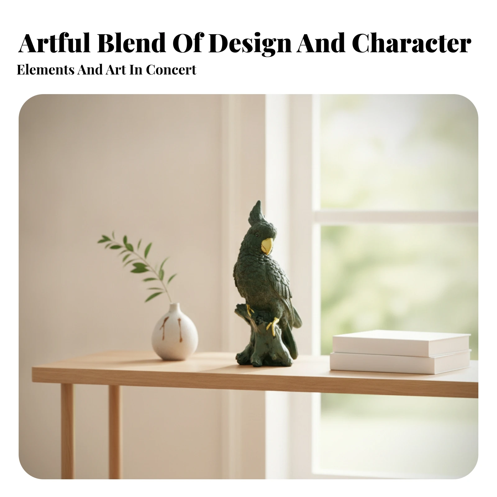 

Parrot Figurine Feather-Textured Resin Parrot Statue Decorative Bird Ornament Ornamental Base