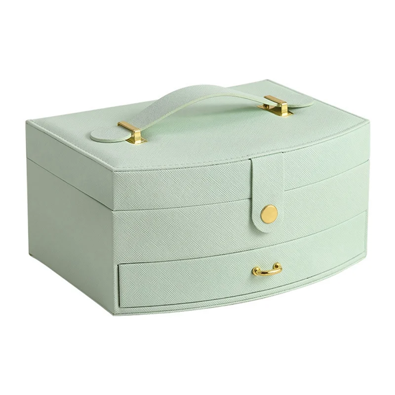 

Jewelry Box with 2 Layers PU Leather Jewelry Storage Organizer Portable Leather Jewelry Box for Storing Watch,Earring C