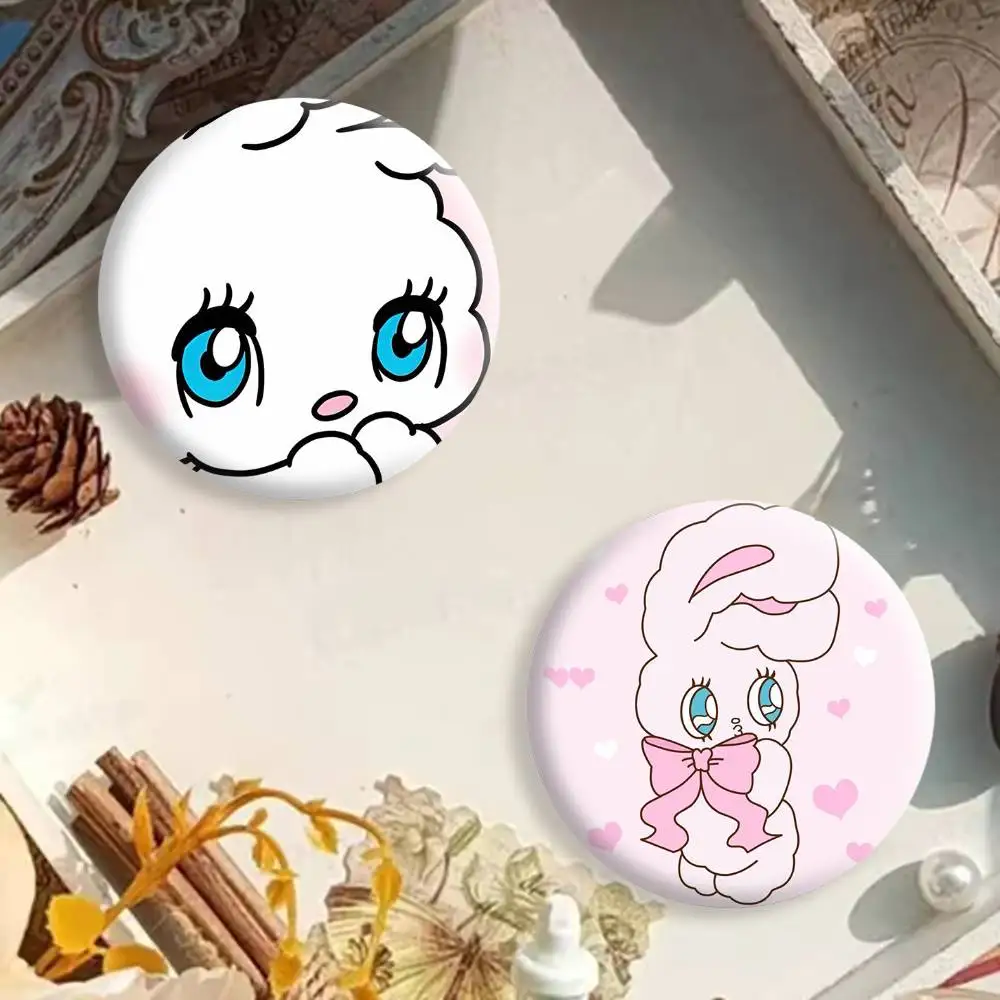 E-Esther Bunny Pink Brooches Cartoon Badge Pins Backpack Hat Accessories Friend Gift