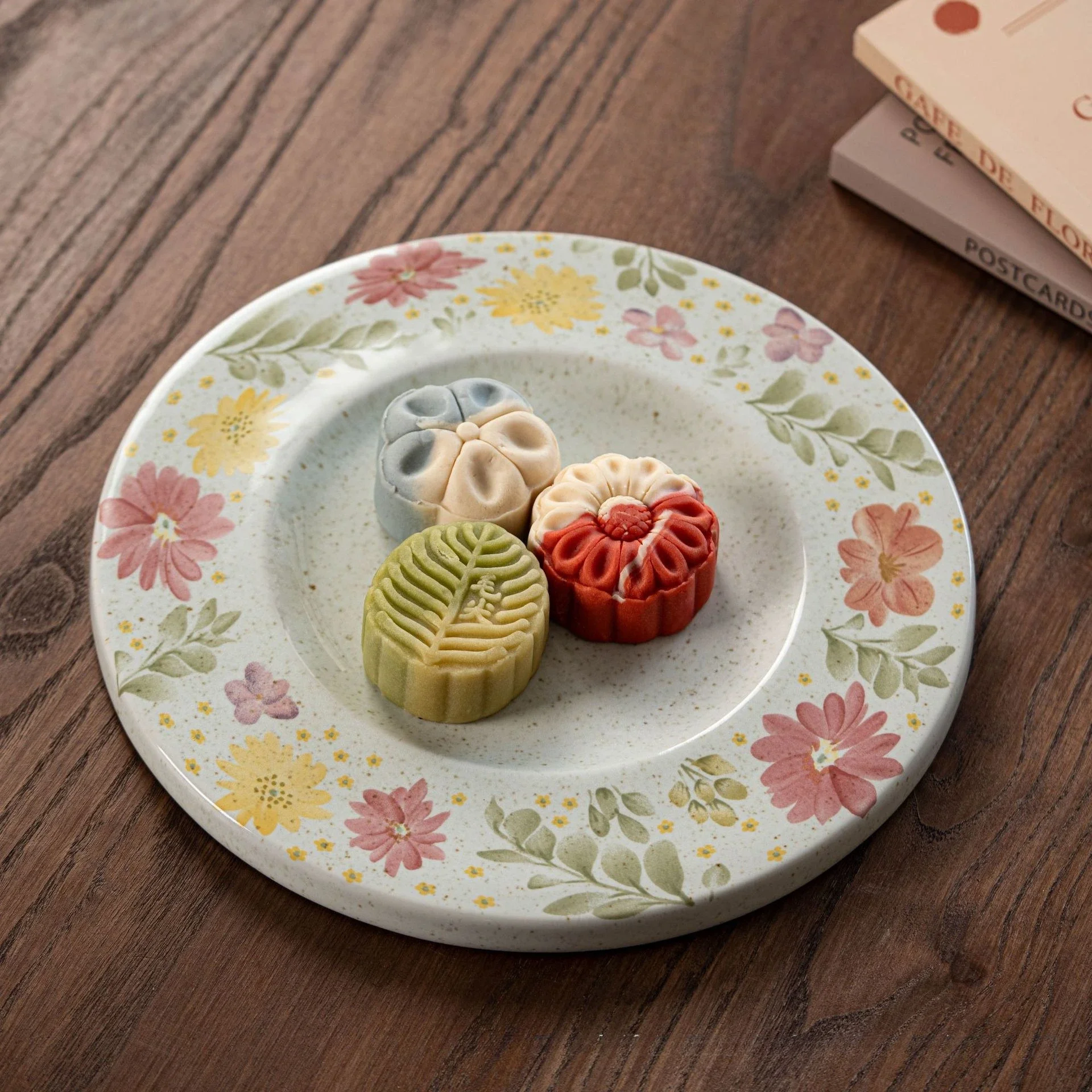 Creative Flowering High-value Ceramic Dim Sum Plate Flat Edge Shallow Disc Western Food Plate Fish Plate Afternoon Tea Plate