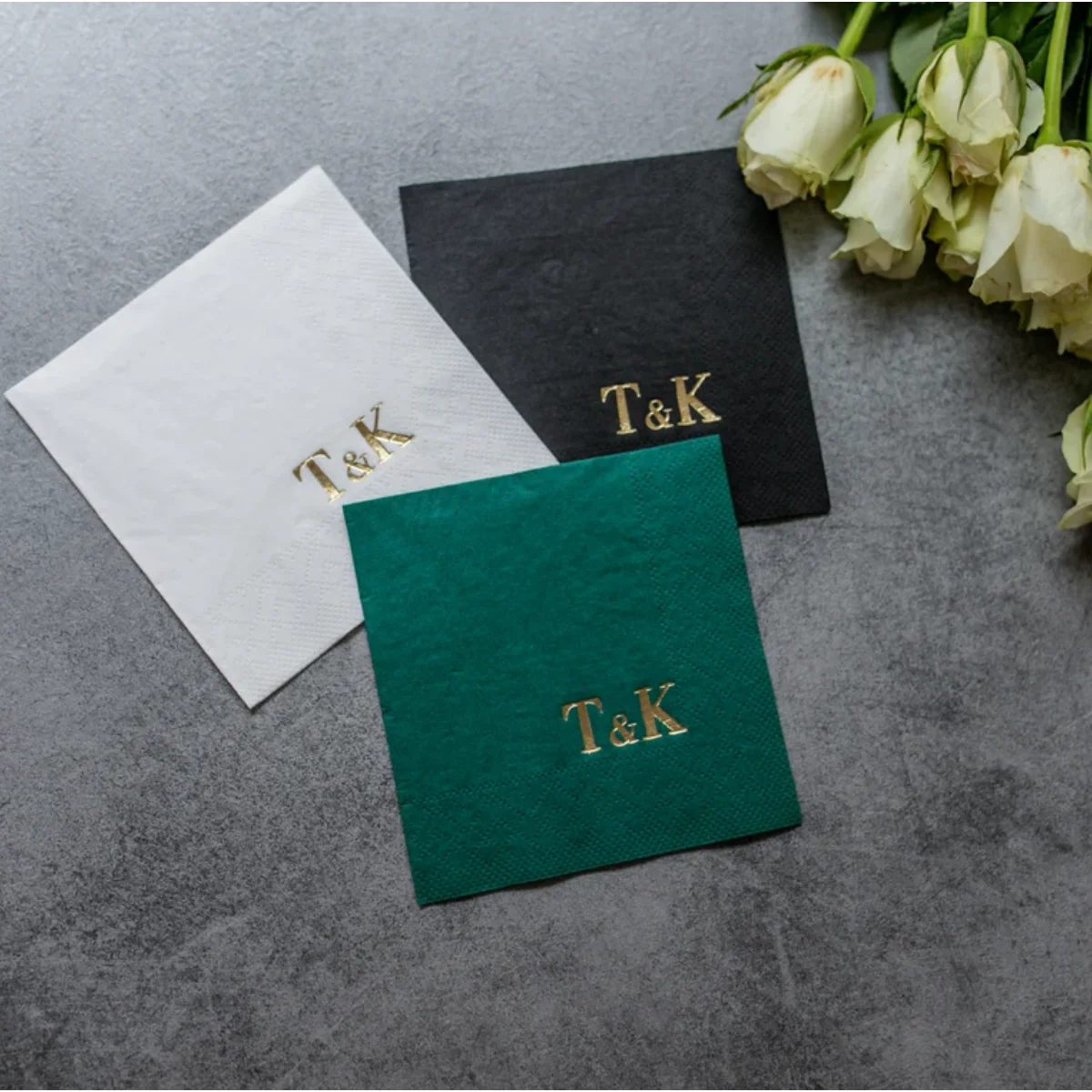 

50pcs Custom wedding Napkins, Gold foil, Custom Napkins, napkins for wedding, Monogramed Napkins, cocktail napkins, Beverage Nap